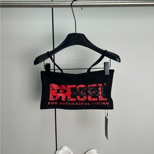 DIESEL Black and Red Y2K Tank Top